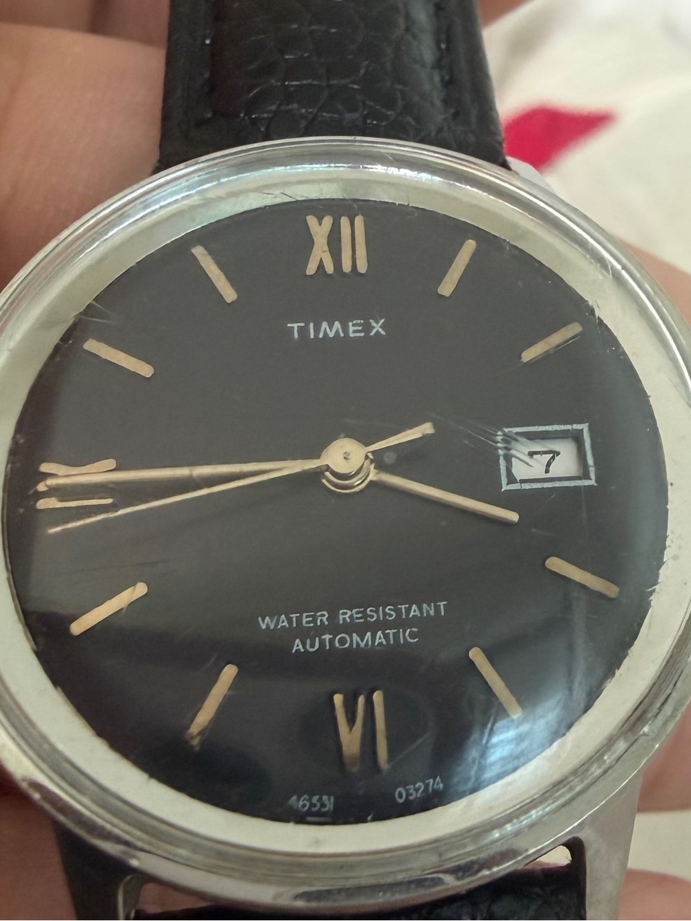 Vintage mechanical Timex Black Dial Watch 1974